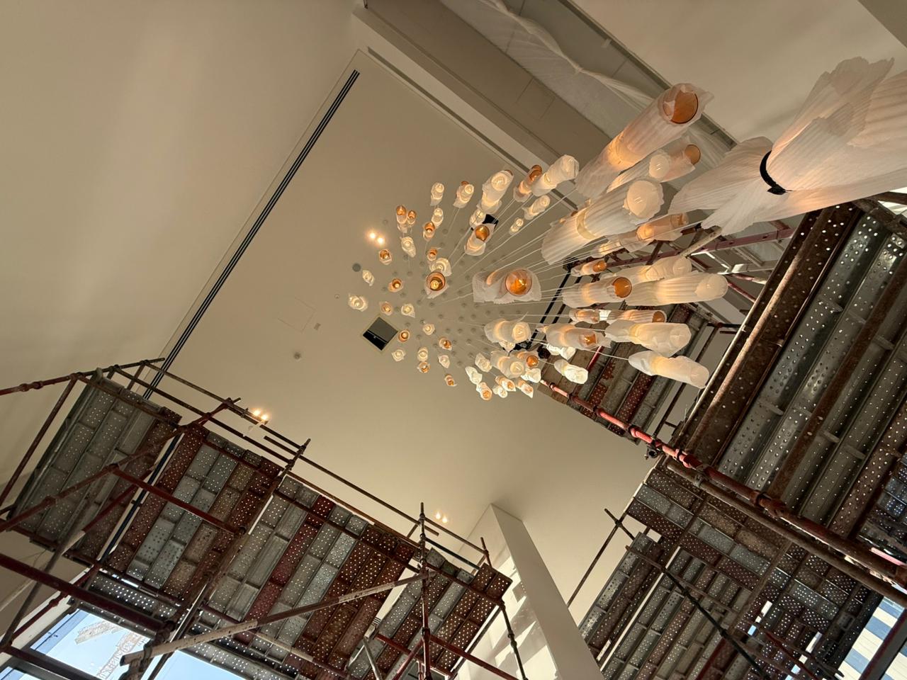 Crystal chandelier professionally installed in Abu Dhabi residence